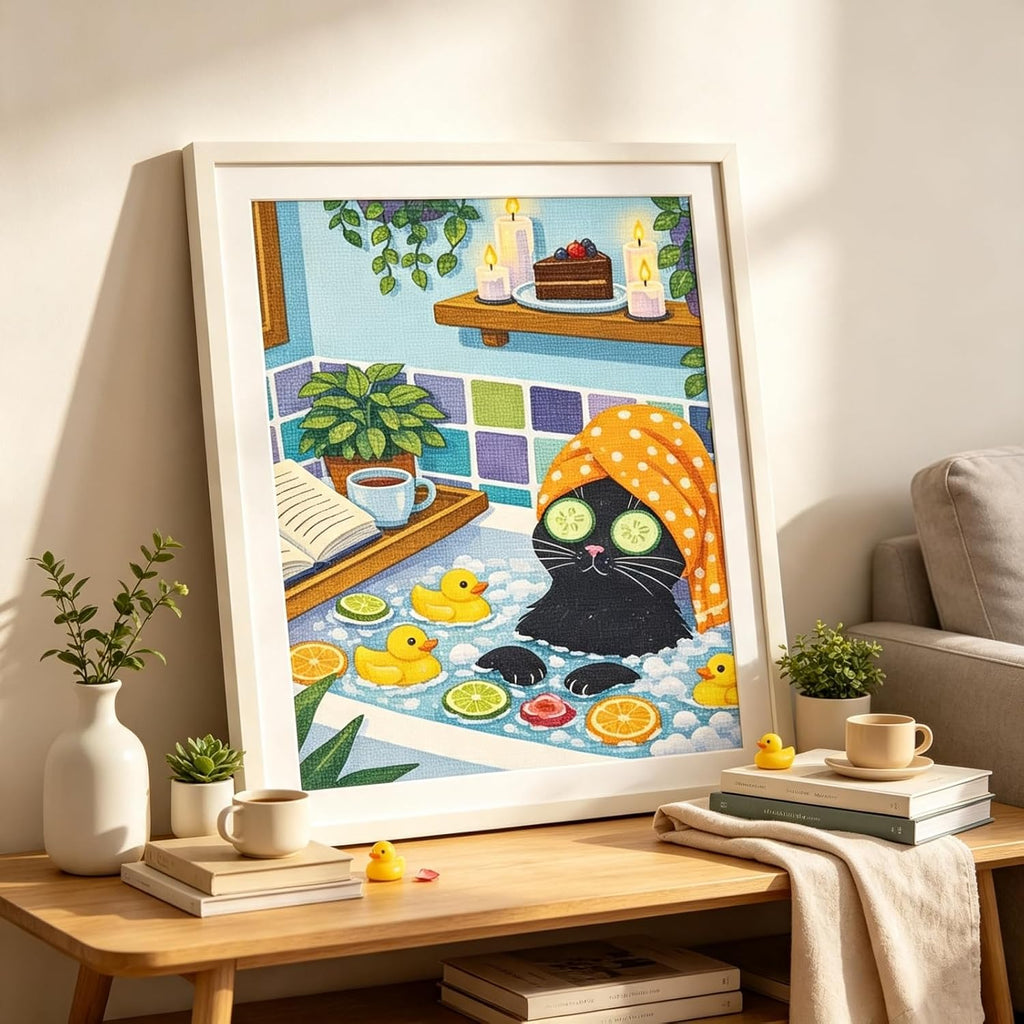 Animal Diamond Painting Kits for Adults,Funny Cat Spa Diamond Art Kits