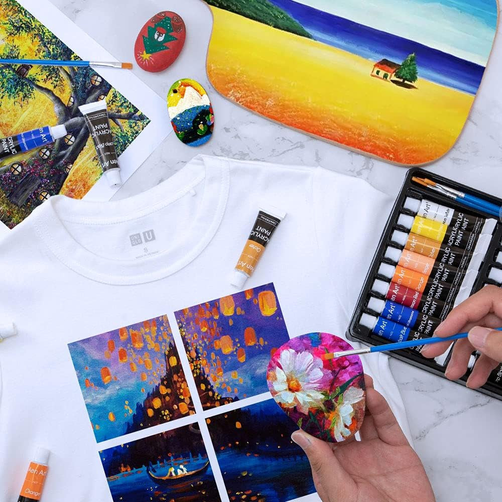 Acrylic Paint Set for Pumpkin Painting, 16 Colors Painting Supplies for Canvas Wood Fabric Ceramic Crafts, Non Toxic&Rich Pigments for Beginners