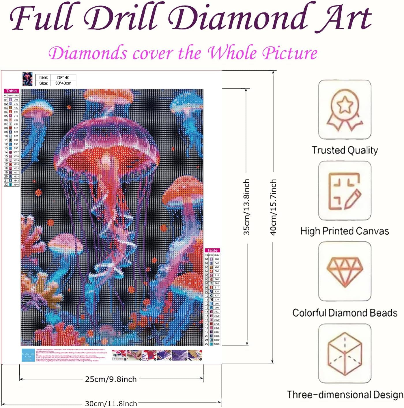 Glowing Jellyfish Diamond Art Painting Kit 12X16Inch