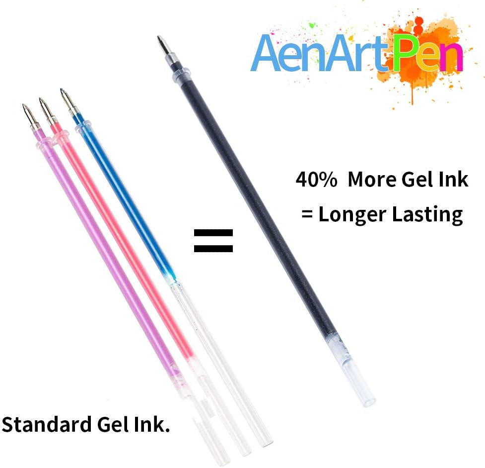 Glitter Gel Pens, 24 Colored Fine Tip Markers with 40% More Ink