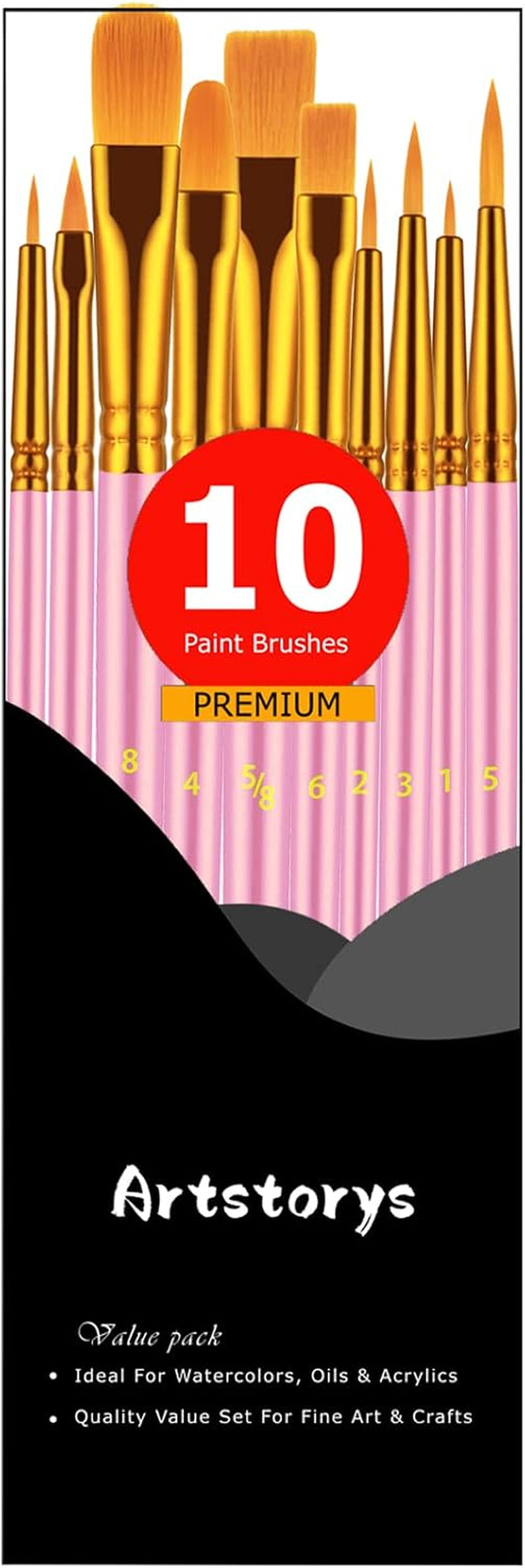 10Pcs Paint Brush Set, Small round Detail Tips, Pink