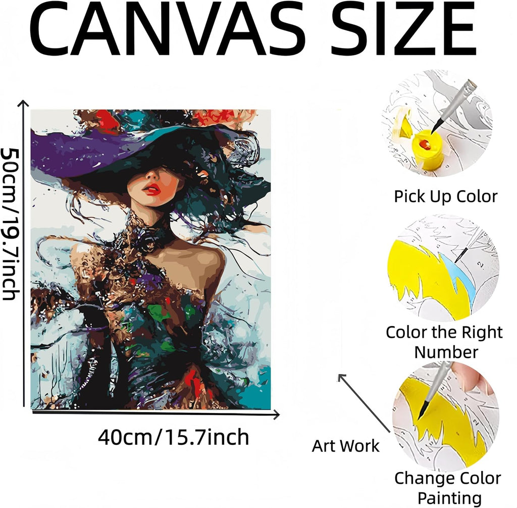 Paint by Numbers Kit for Adults,Colorful Woman Paint by Number Kits