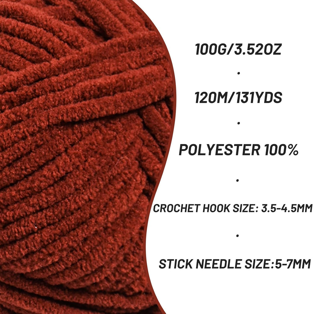 （Coffee） Fluffy Velvet Crochet Yarn 65.6 yards