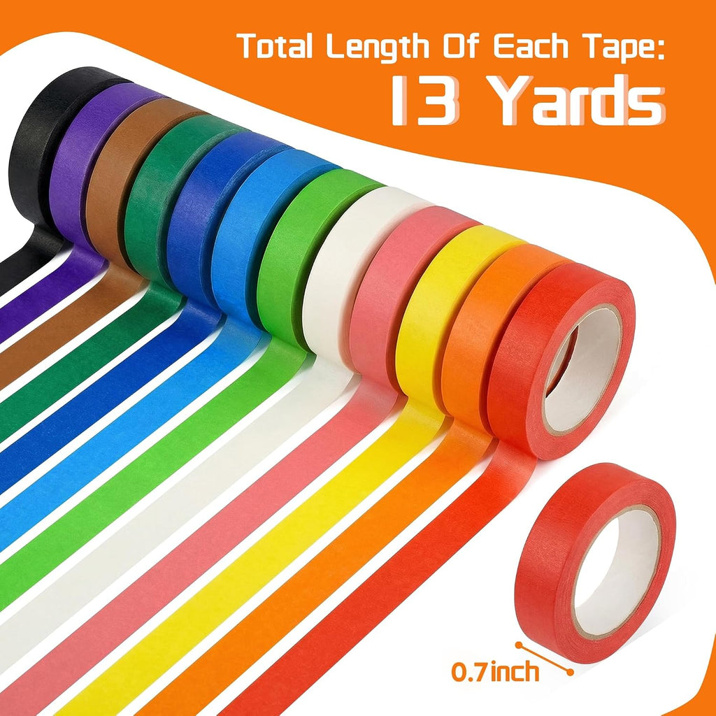 12 Rolls Colored Washi Tape