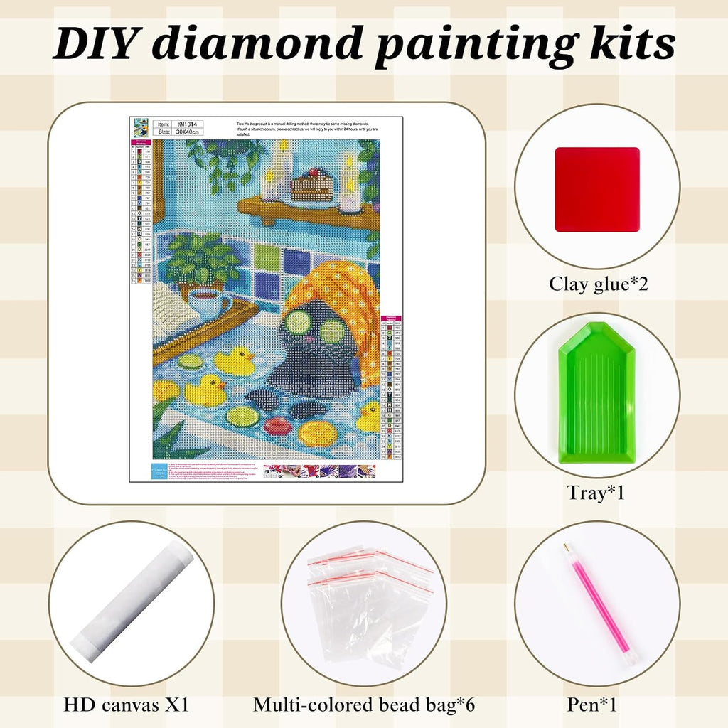 Animal Diamond Painting Kits for Adults,Funny Cat Spa Diamond Art Kits