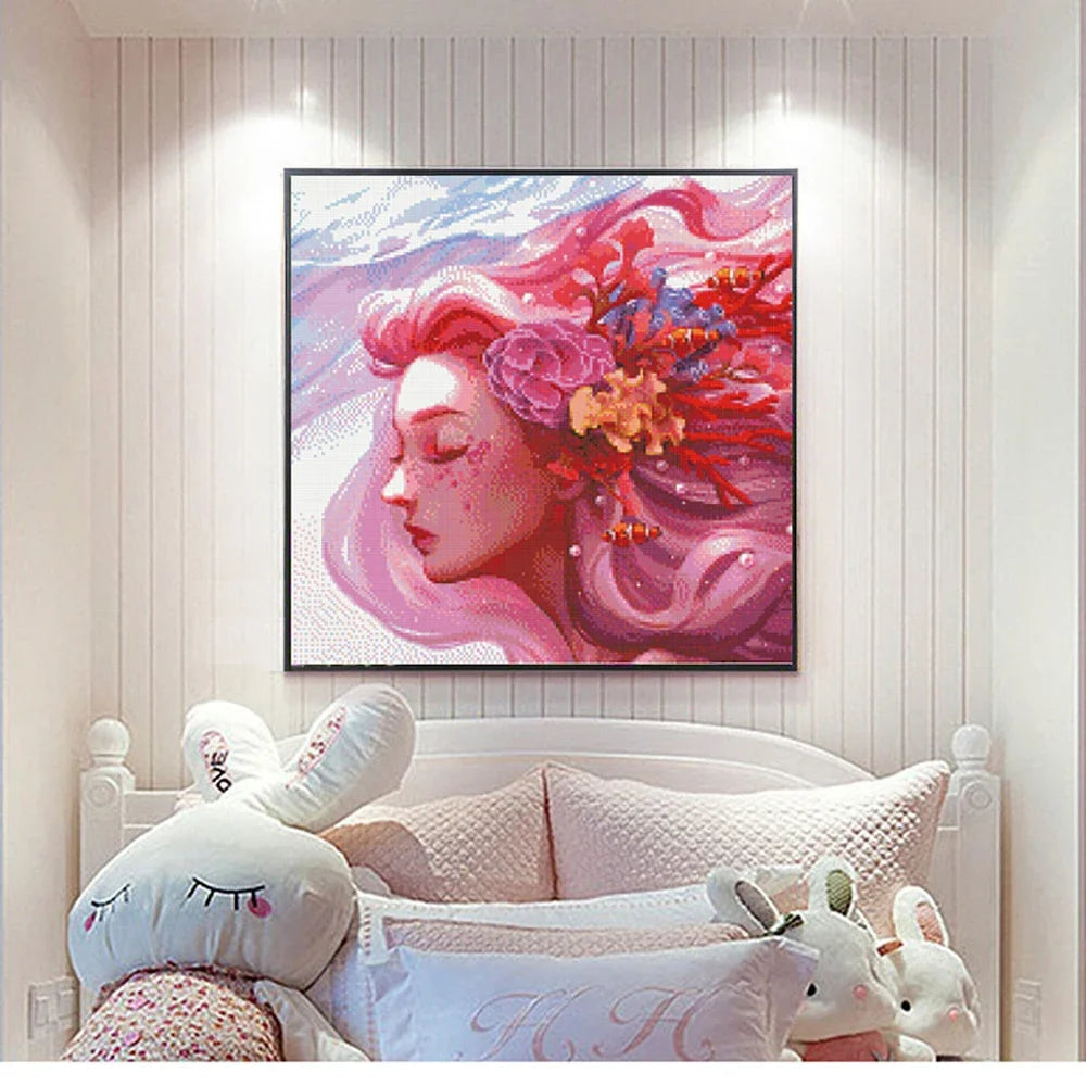 Full Square/Round Art Portrait Girl Diamond Painting 5D Diy Mosaic Rhinestone Embroidery Home Decoration Gift New