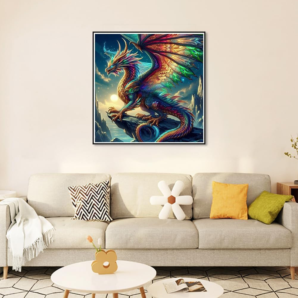 Dragon Diamond Art Kits for Adults-Diamond Painting 14X14 Inch | round Diamond Art Dragon Full Drill Gem Art for Beginners Gifts Home Wall Decor