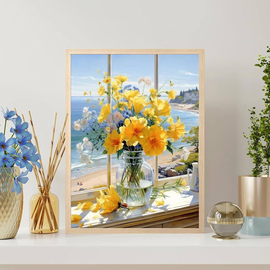 Flowers Diamond Art Kits for Adults-Flower Diamond Painting Kits for Adults-Diamond Art Kits Full Drill,Diy 5D Gem Art Flowers Perfect for Relaxation and Home Wall Decor 12X16Inch