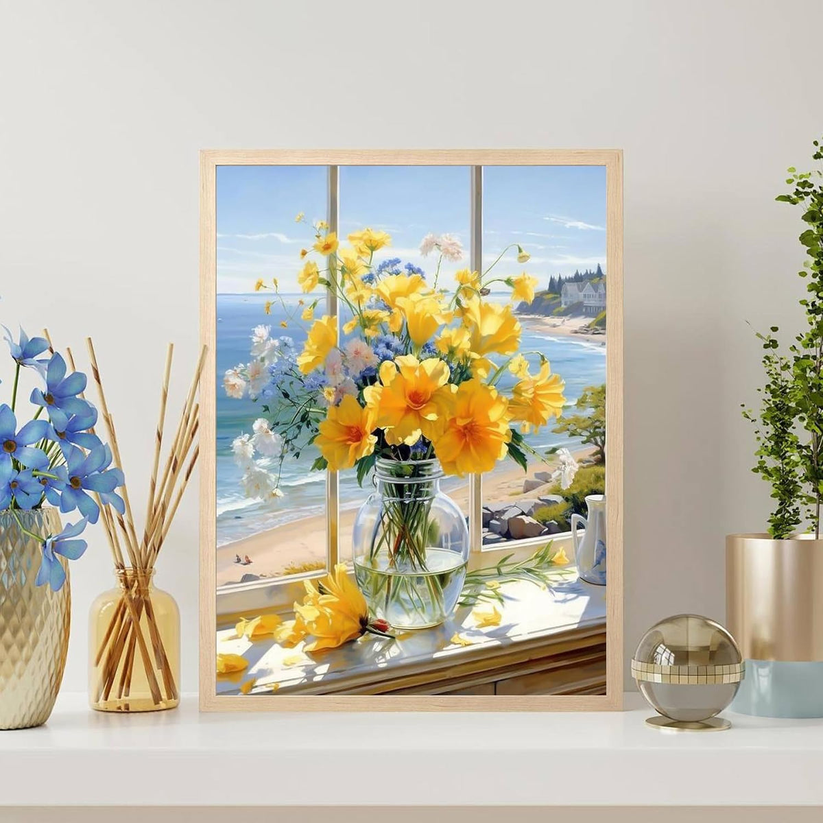 Flowers Diamond Art Kits for Adults-Flower Diamond Painting Kits for Adults-Diamond Art Kits Full Drill,Diy 5D Gem Art Flowers Perfect for Relaxation and Home Wall Decor 12X16Inch
