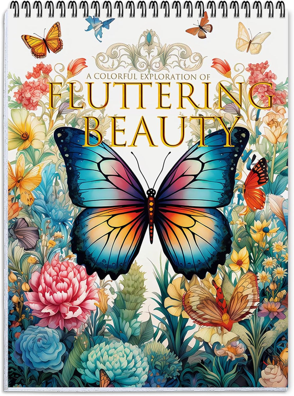 Coloring Book 24 Spiral-Bound Single-Sided Butterfly Designs