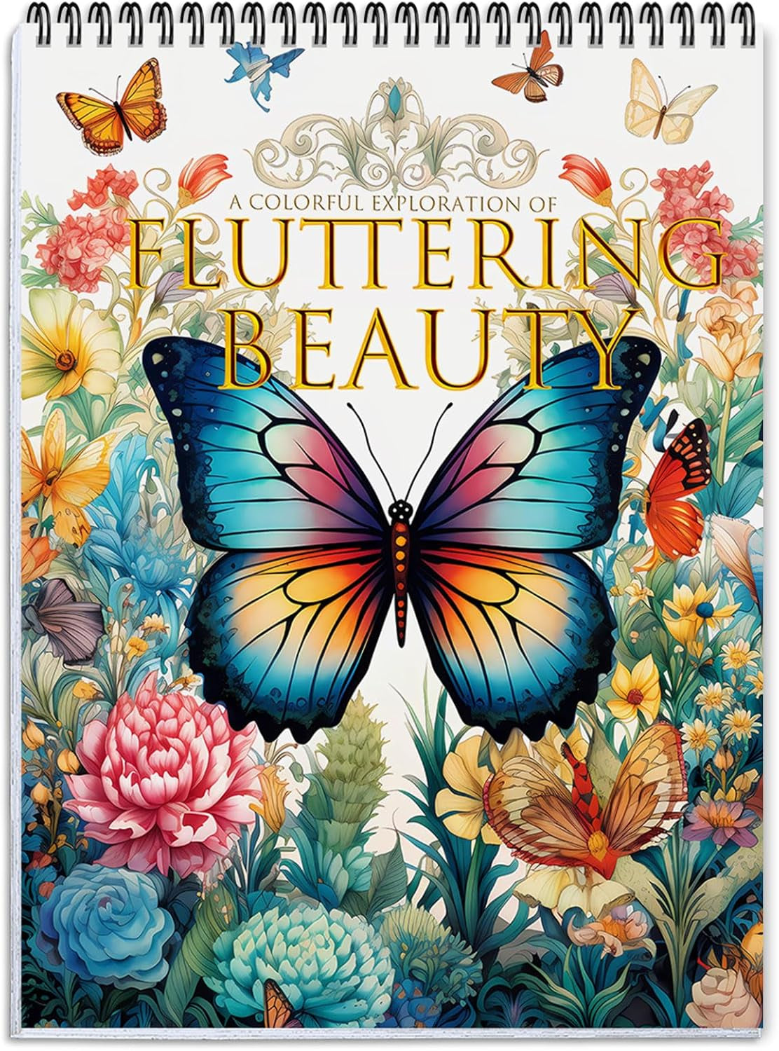 Coloring Book 24 Spiral-Bound Single-Sided Butterfly Designs