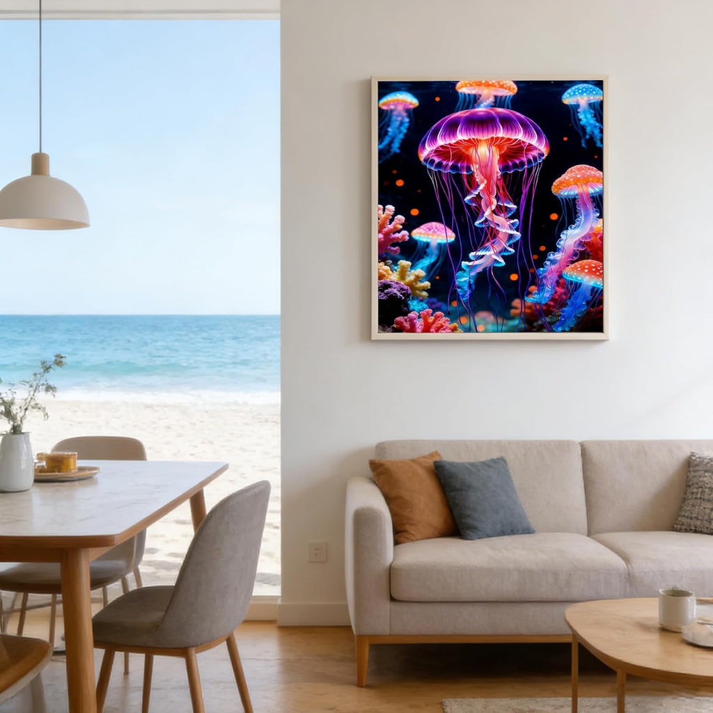 Glowing Jellyfish Diamond Art Painting Kit 12X16Inch