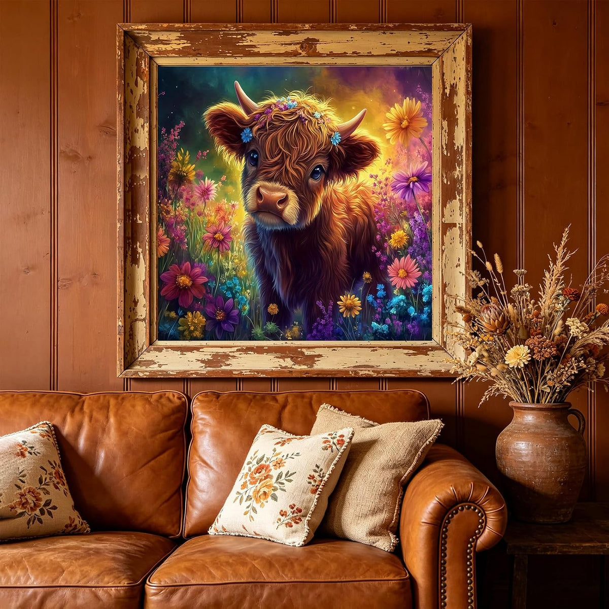 5D Highland Cow Diamond Art Kits for Adults Beginners 13.7X 13.7 Inch