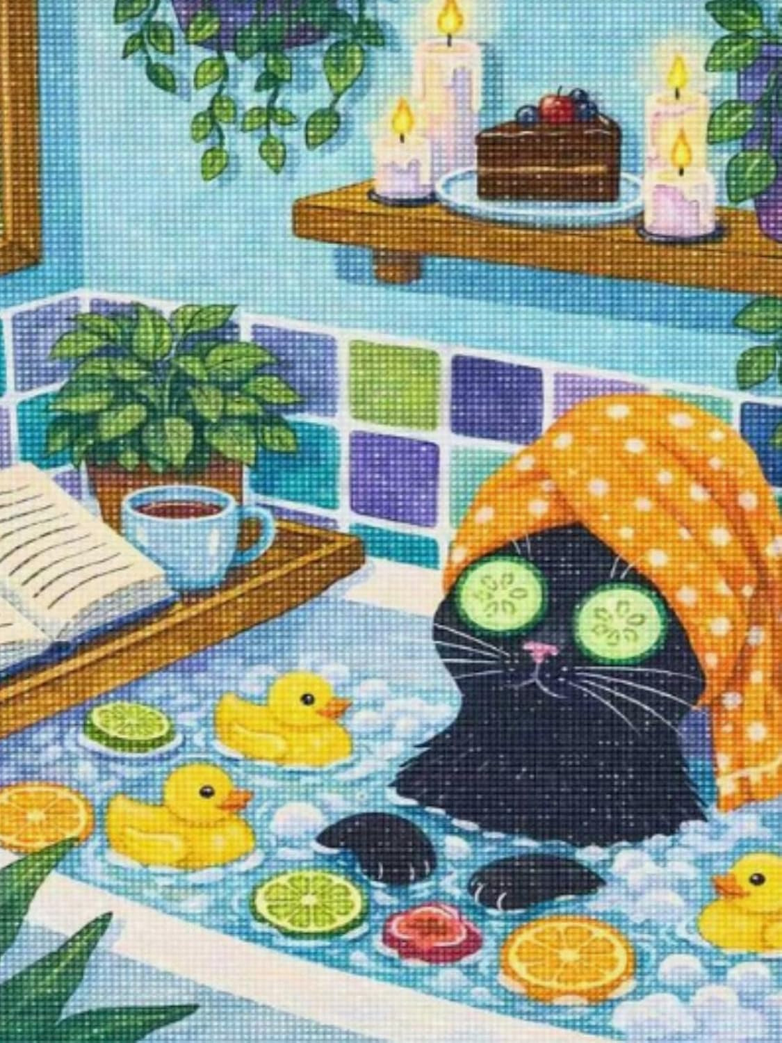 Animal Diamond Painting Kits for Adults,Funny Cat Spa Diamond Art Kits