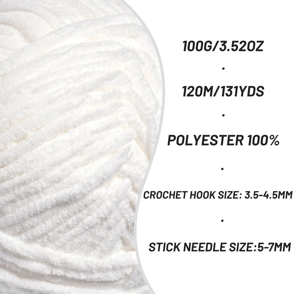  （Snow White） Fluffy Velvet Crochet Yarn 65.6 yards