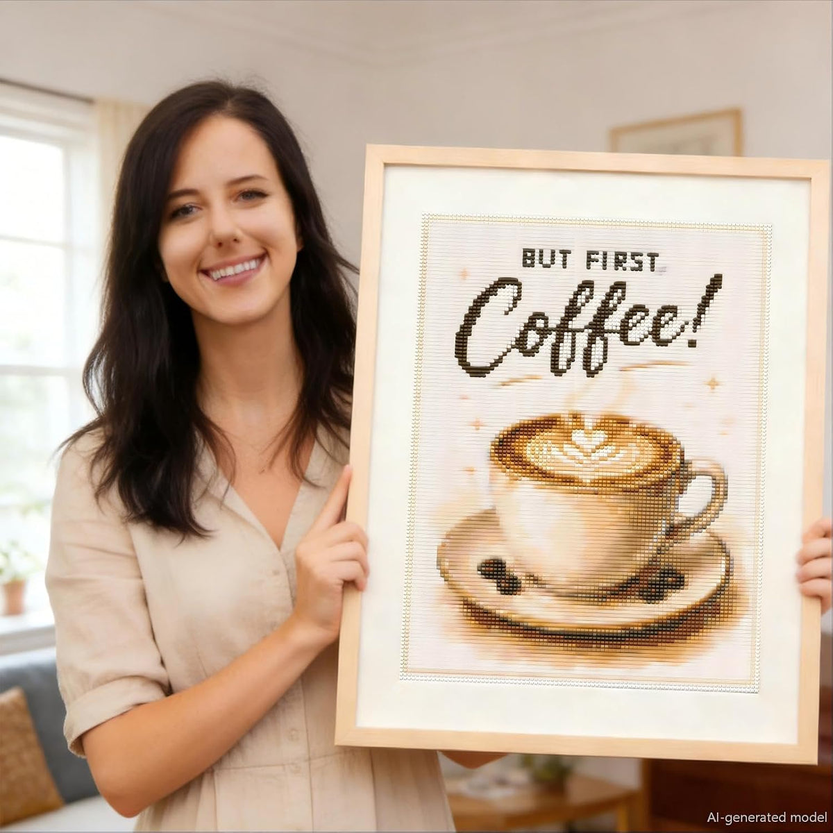 Coffee Cup Diamond Art Kits for Adults - 5D Full round Drill Diamond Painting Kit for Beginner, DIY Crystal Gem Art for Kitchen & Coffee Bar Decor,Relaxing Hobby Woman Gift 12X16 Inch