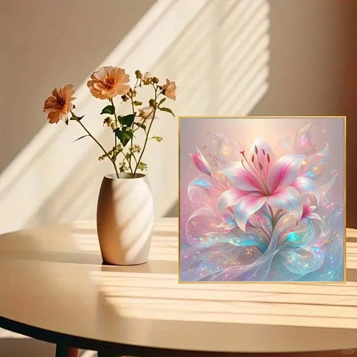 Pink Flower Diamond Painting Kits 12 X 12Inch