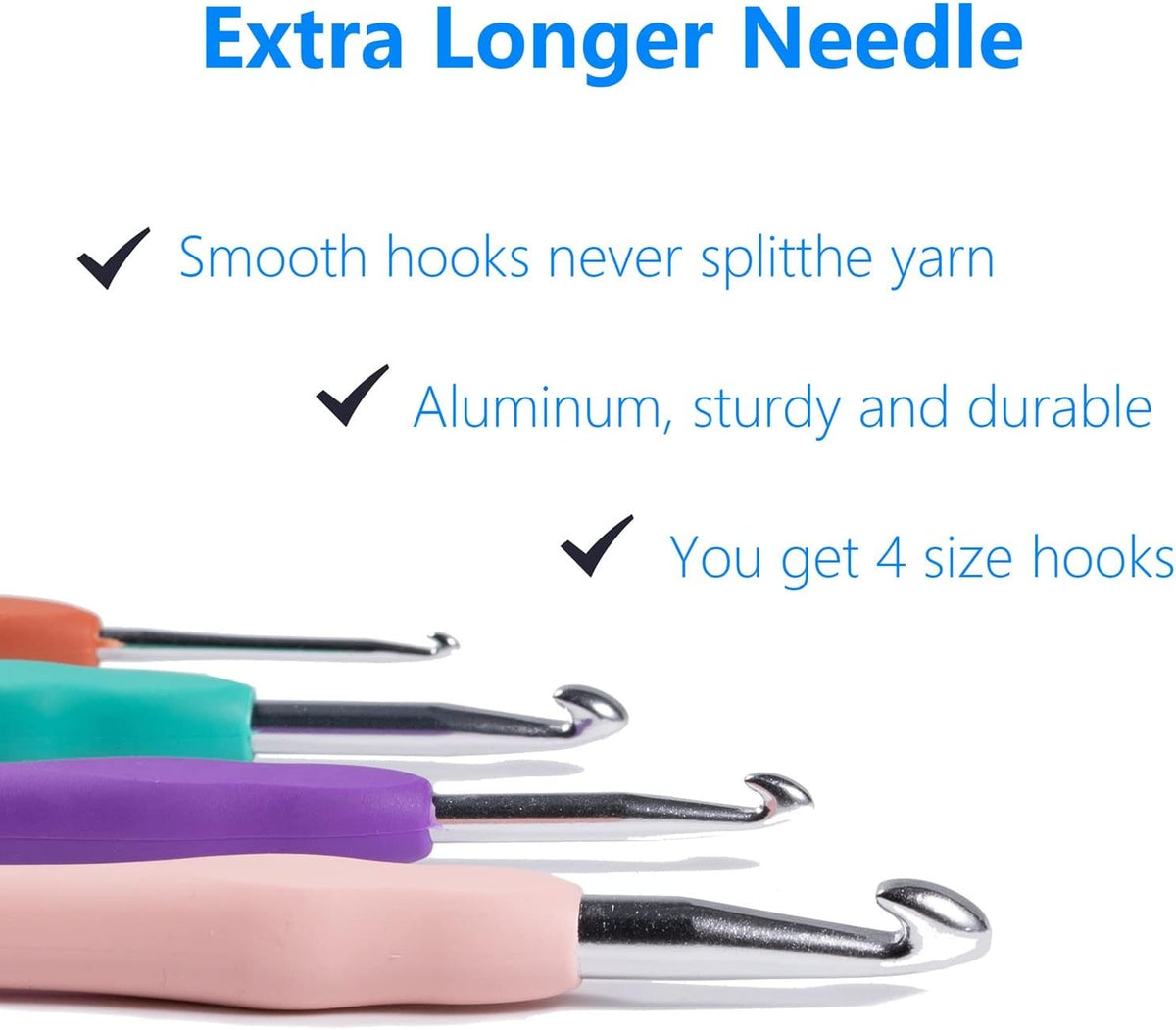 Crochet Hooks Set, Ergonomic Soft Handle for Arthritic Hands, 2.5Mm- 8Mm 4 Size Knitting Needles for Beginners and Crocheting Yarn (4)