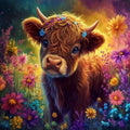 5D Highland Cow Diamond Art Kits for Adults Beginners 13.7X 13.7 Inch