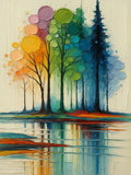 Paint by Numbers Kit for Adults,Rainbow Trees Paint by Number Kits | Paint on Canvas,Lake Painting by Numbers Easy Oil Painting,For Home Wall Decor 11.8X15.7 Inches