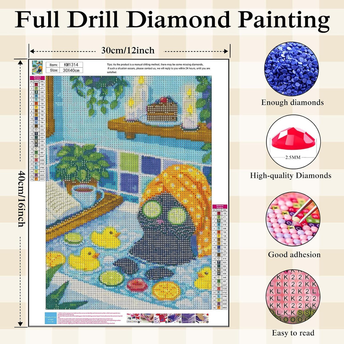 Animal Diamond Painting Kits for Adults,Funny Cat Spa Diamond Art Kits