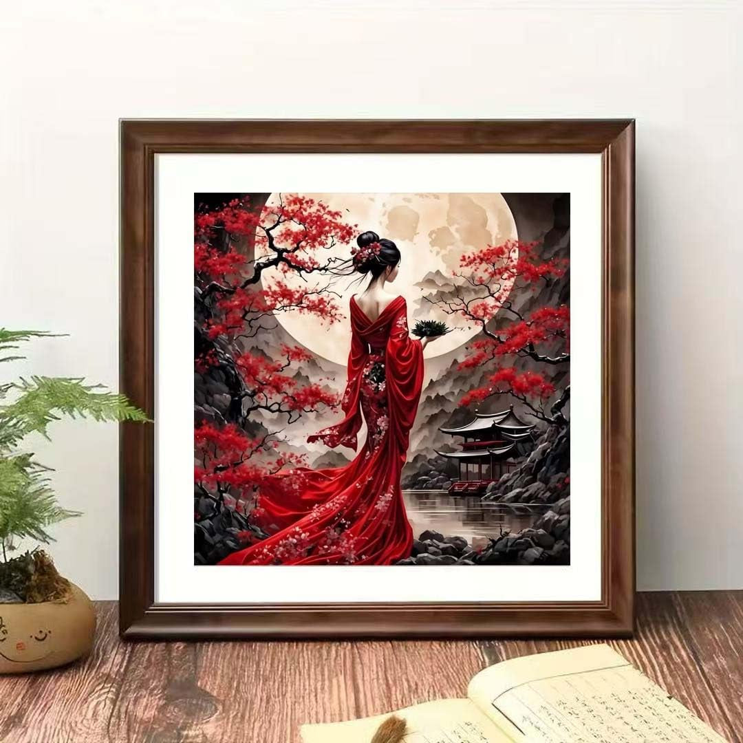 5D Oriental Lady Diamond Art Kits for Adults,Moon Diamond Dot Art Kits