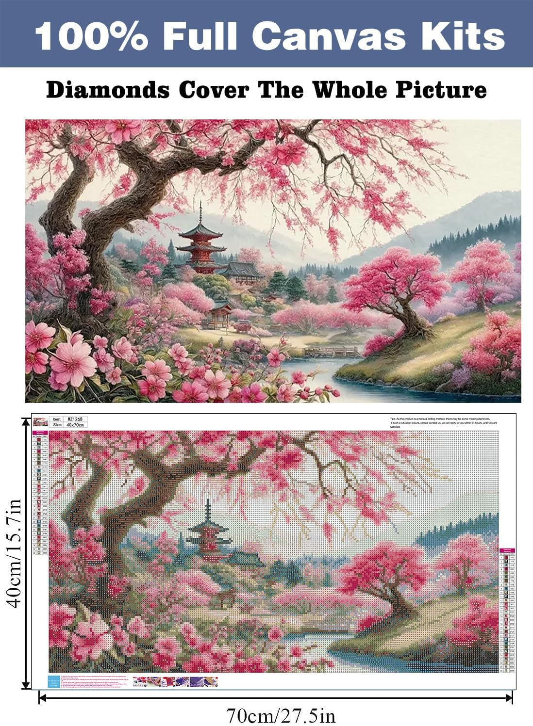 Large Diamond Art Kits for Adults,Cherry Blossoms Diamond Art Painting Kits