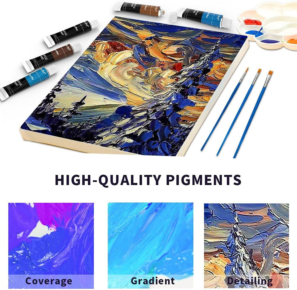 Acrylic Paint Set for Pumpkin Painting, 16 Colors Painting Supplies for Canvas Wood Fabric Ceramic Crafts, Non Toxic&Rich Pigments for Beginners