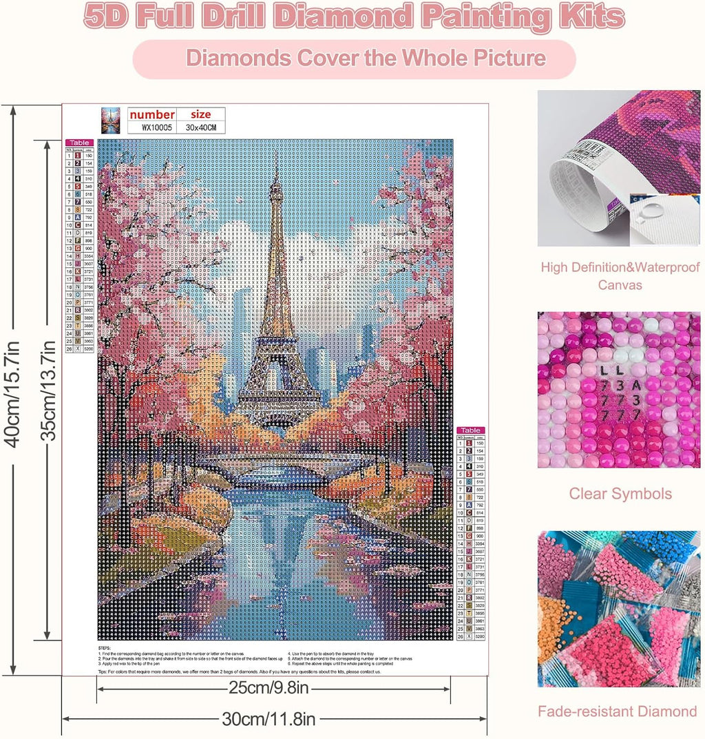 Eiffel Tower Diamond Art Kit 12X16Inch