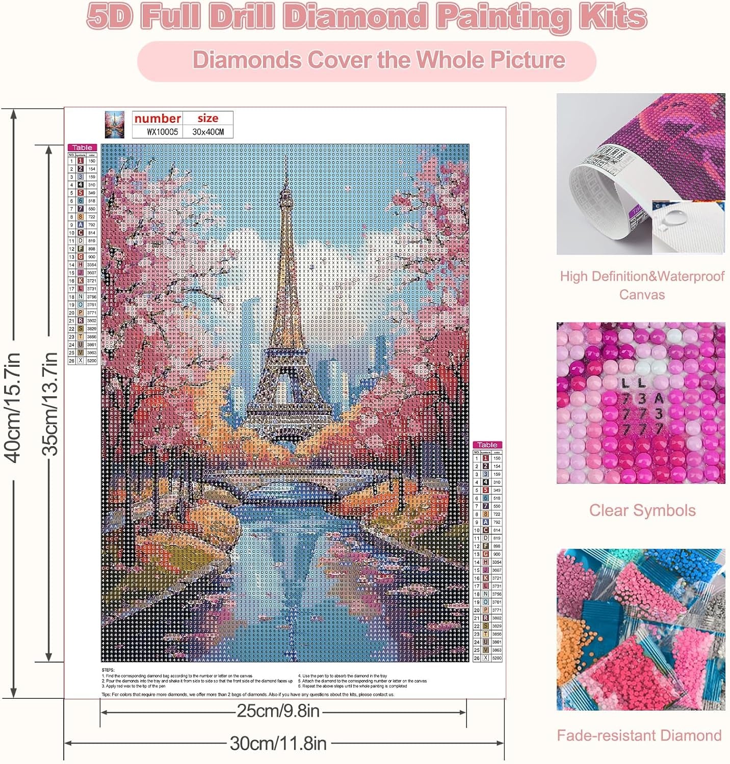 Eiffel Tower Diamond Art Kit 12X16Inch