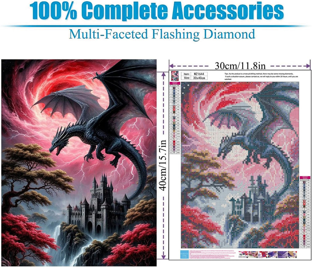 Diamond Art Kits for Adults, Dragon Diamond Painting Kits 14X14 In