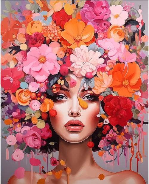Beautiful Women with Flowers - Diamond Art Painting kit 