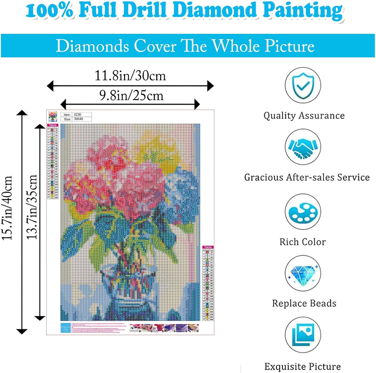 Hydrangea Diamond Painting Kits for Adults,Flowers Diamond Art 12X16Inch