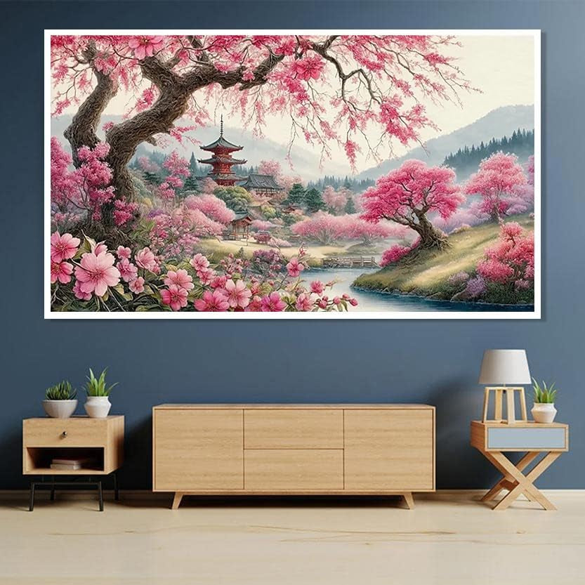 Large Diamond Art Kits for Adults,Cherry Blossoms Diamond Art Painting Kits