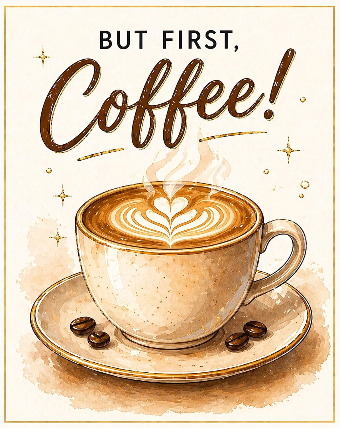 Coffee Cup Diamond Art Kits for Adults - 5D Full round Drill Diamond Painting Kit for Beginner, DIY Crystal Gem Art for Kitchen & Coffee Bar Decor,Relaxing Hobby Woman Gift 12X16 Inch