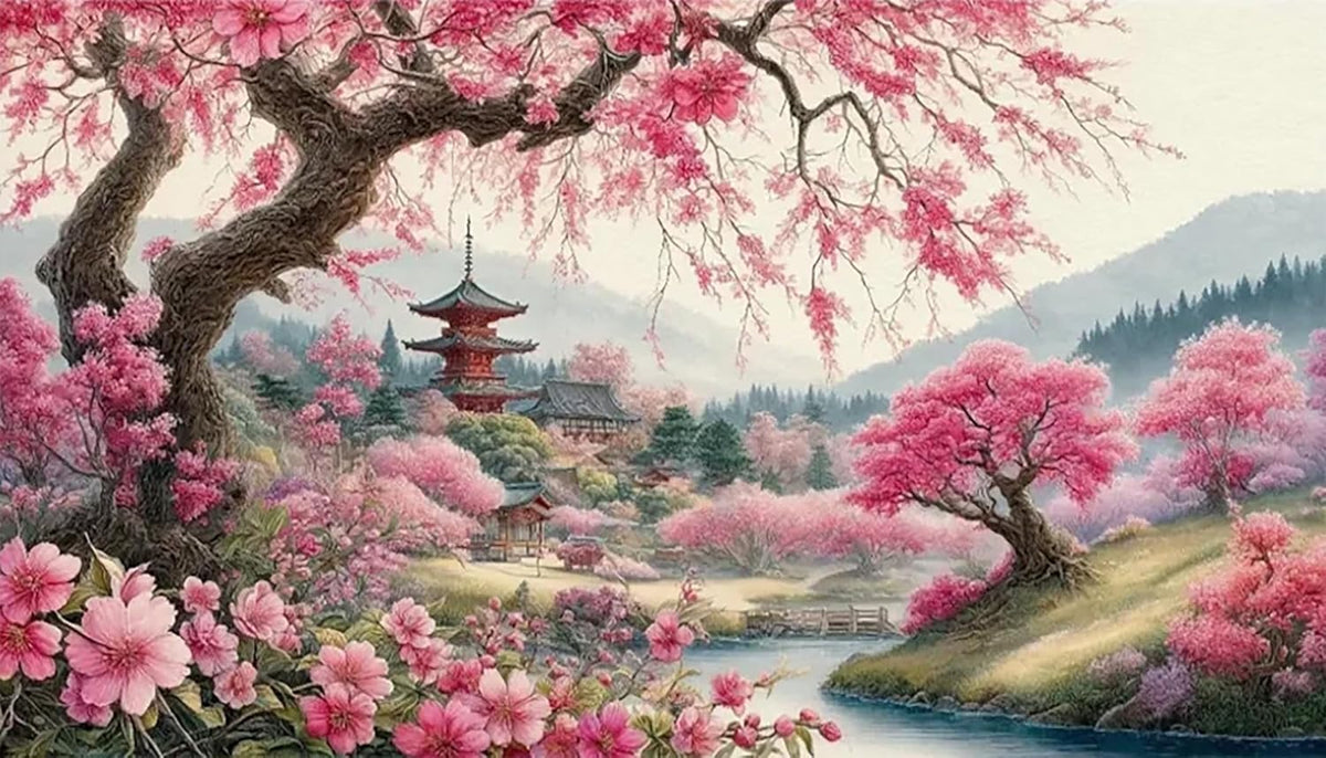 Large Diamond Art Kits for Adults,Cherry Blossoms Diamond Art Painting Kits