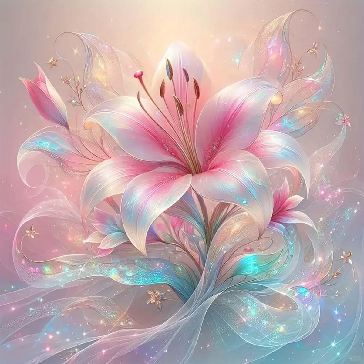 Pink Flower Diamond Painting Kits 12 X 12Inch
