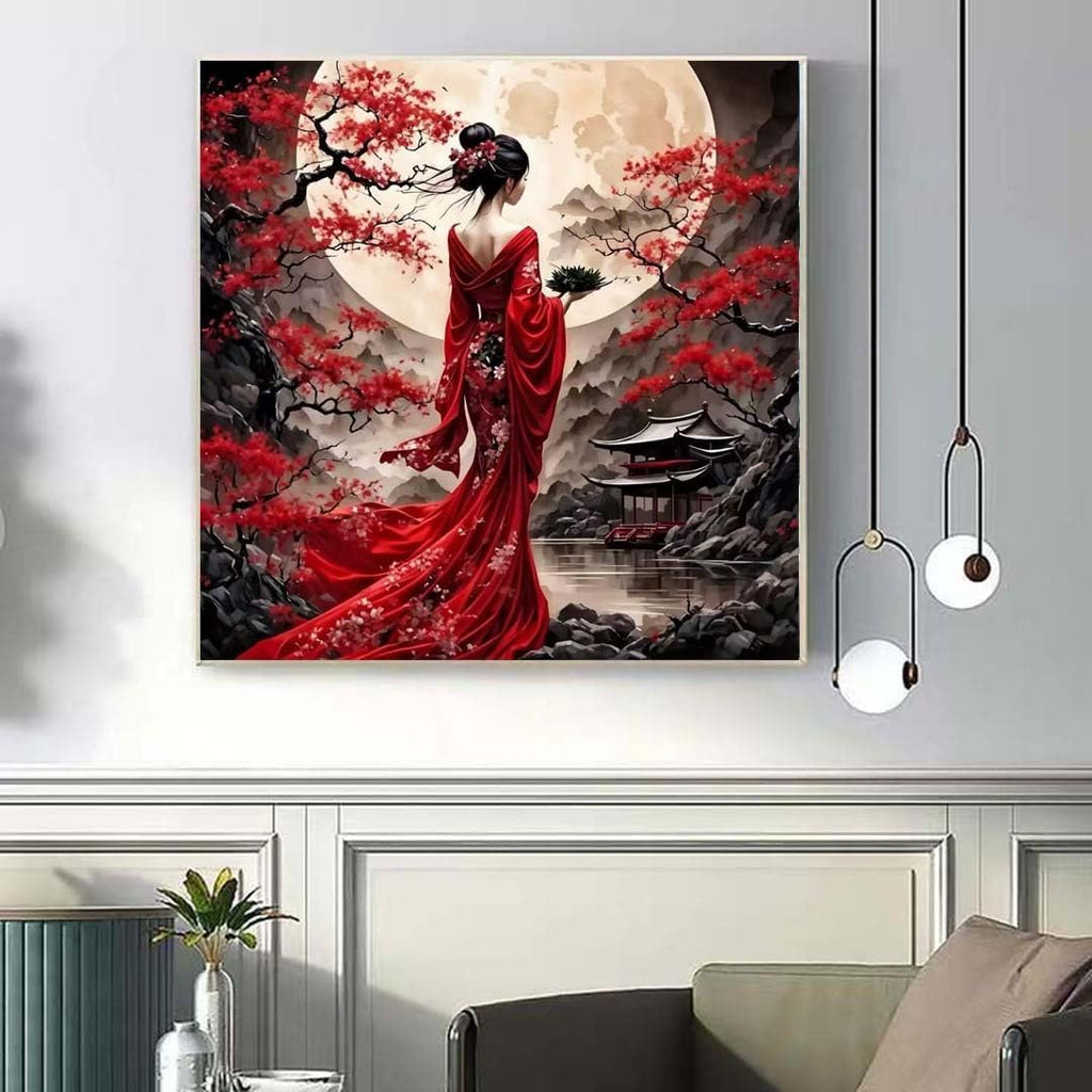 5D Oriental Lady Diamond Art Kits for Adults,Moon Diamond Dot Art Kits