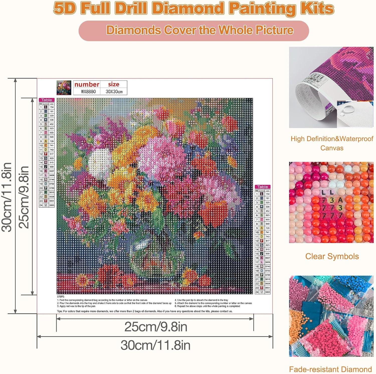 Flower Diamond Art Kits 12X12In