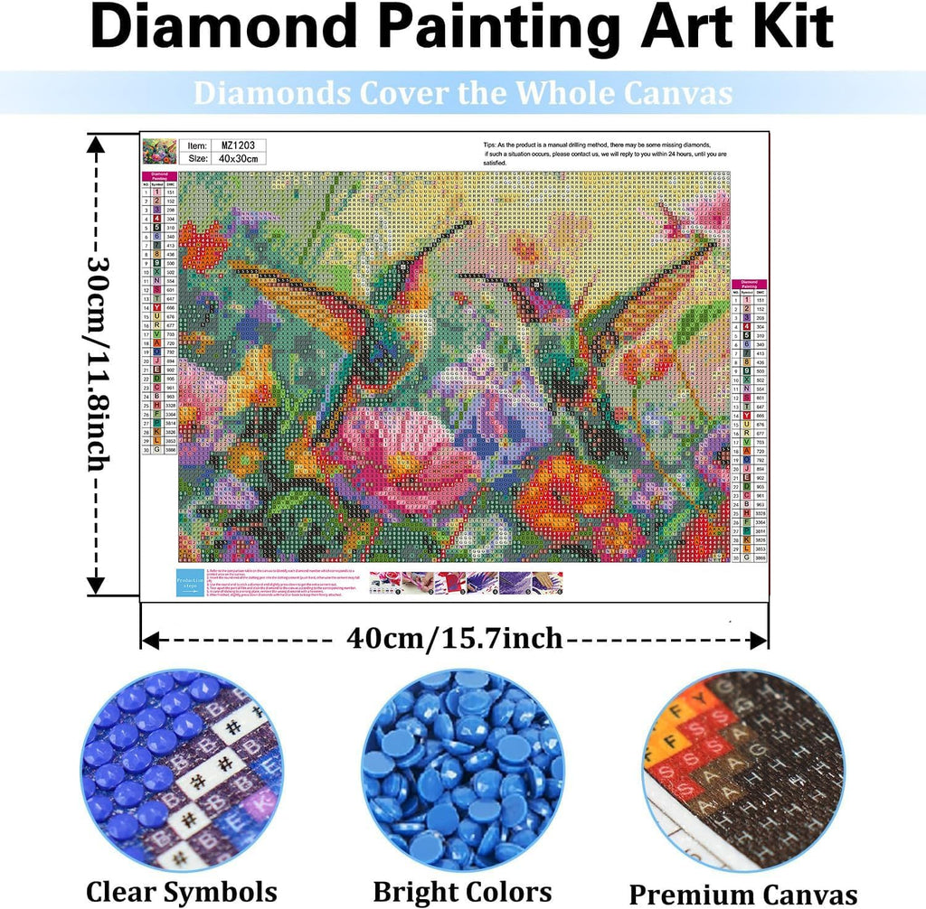 Diamond Art Kits for Adults, Hummingbird Diamond Painting Kits