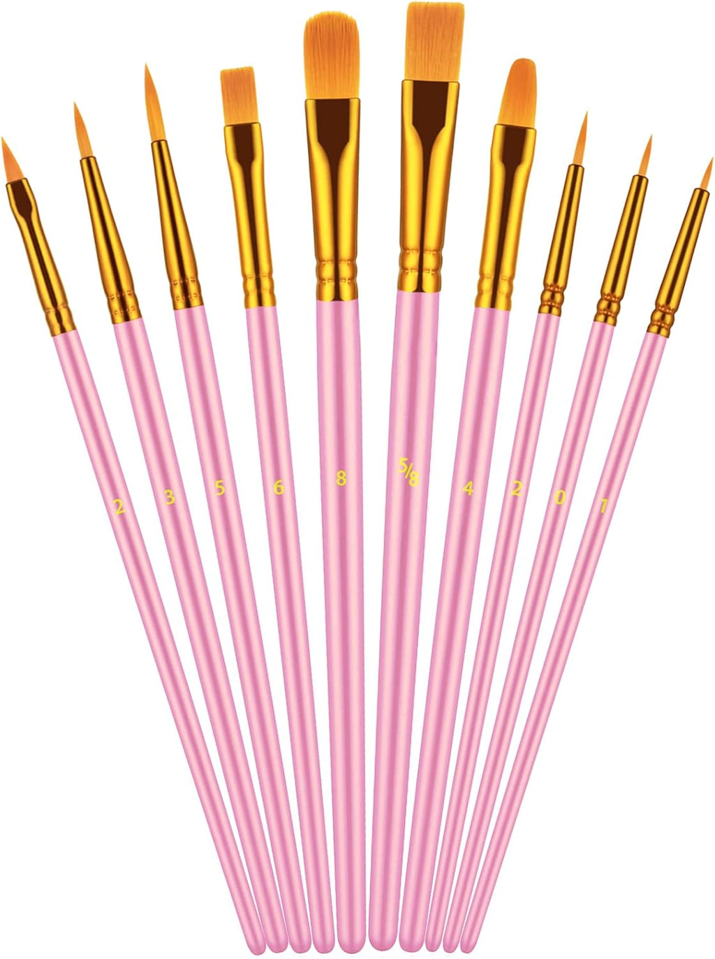 10Pcs Paint Brush Set, Small round Detail Tips, Pink