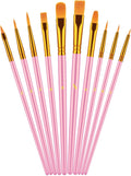 10Pcs Paint Brush Set, Small round Detail Tips, Pink