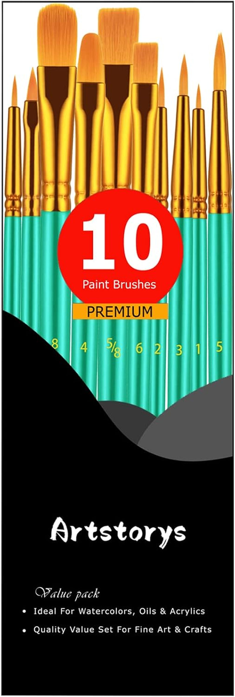10Pcs Paint Brush Set, Small round Detail Tips, Green