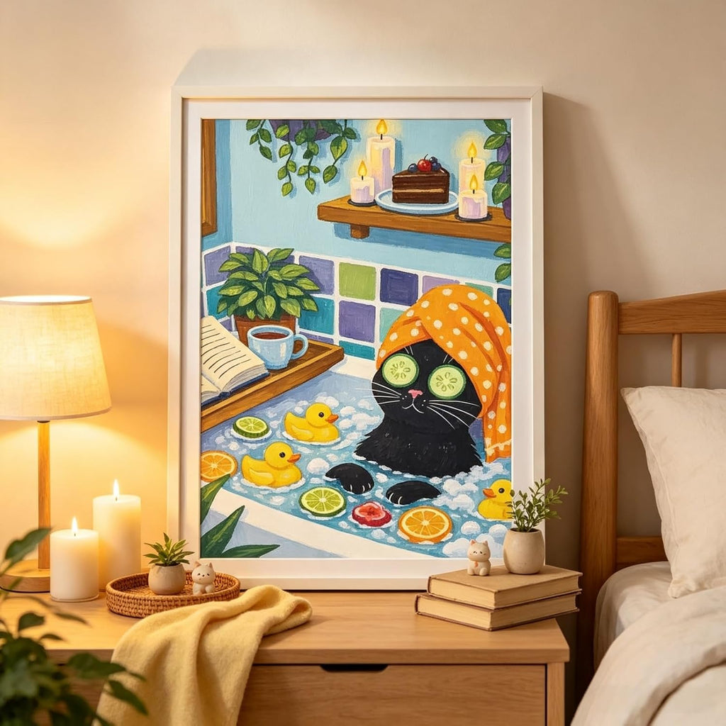 Animal Diamond Painting Kits for Adults,Funny Cat Spa Diamond Art Kits