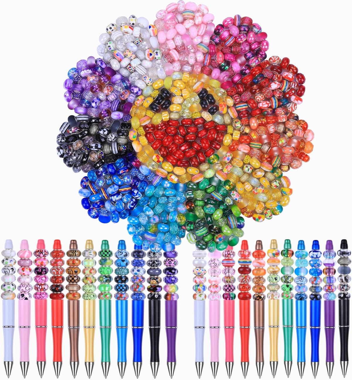 Large Hole European Beads, Craft Supplies Kit，Assorted Mixed Color Lampwork Spacer Beads for DIY Bracelet Jewelry Making (100, Mixed)
