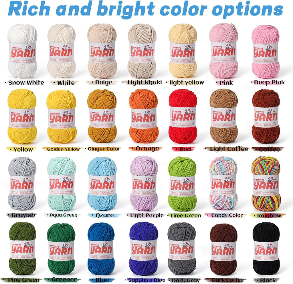  （Snow White） Fluffy Velvet Crochet Yarn 65.6 yards