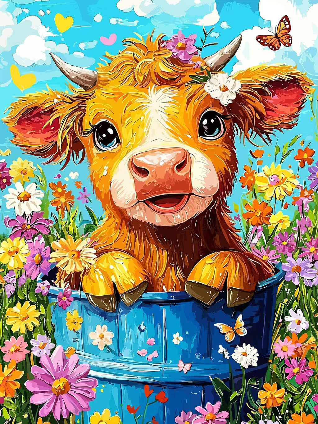 Highland Cow Diamond Art Kit (12X16 In/30X40 Cm)