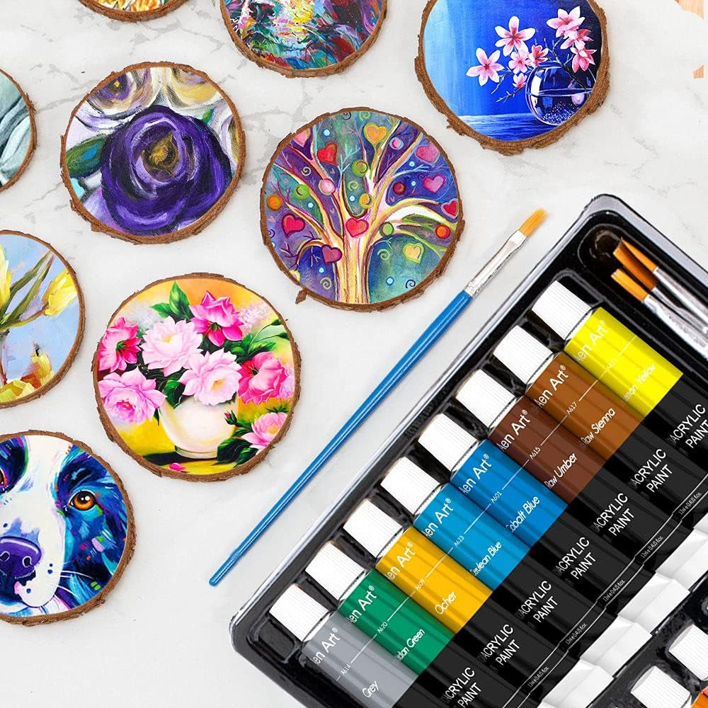 Acrylic Paint Set for Pumpkin Painting, 16 Colors Painting Supplies for Canvas Wood Fabric Ceramic Crafts, Non Toxic&Rich Pigments for Beginners