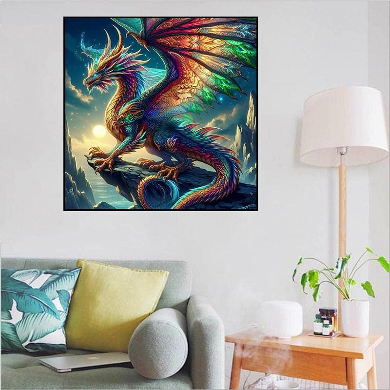 Dragon Diamond Art Kits for Adults-Diamond Painting 14X14 Inch | round Diamond Art Dragon Full Drill Gem Art for Beginners Gifts Home Wall Decor
