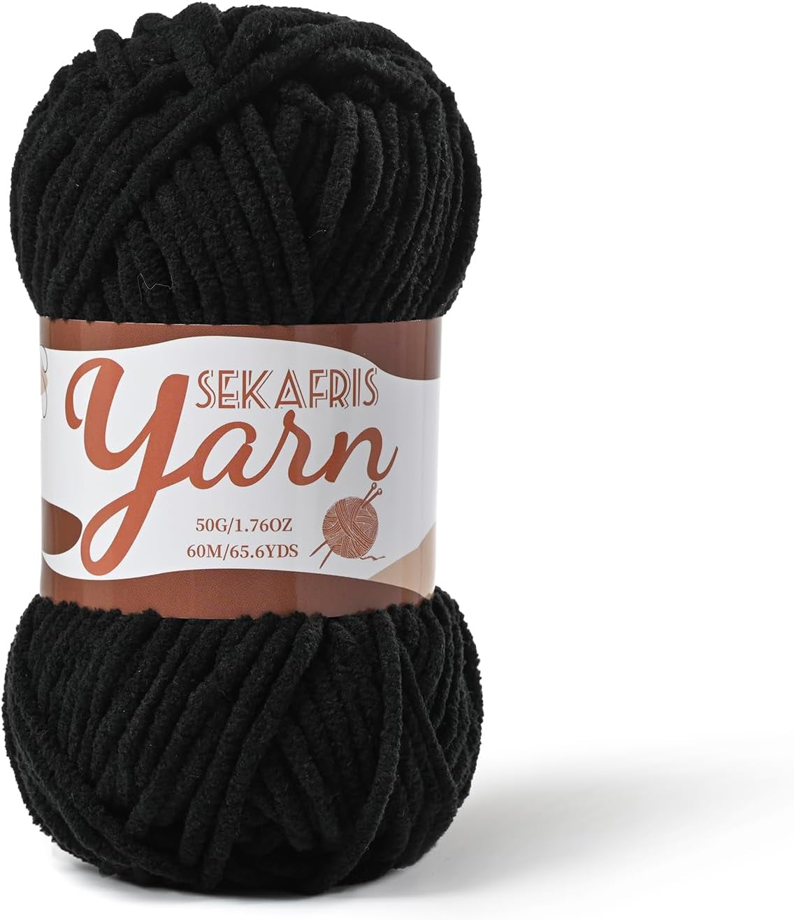 (Black) Fluffy Velvet Crochet Yarn 65.6 yards